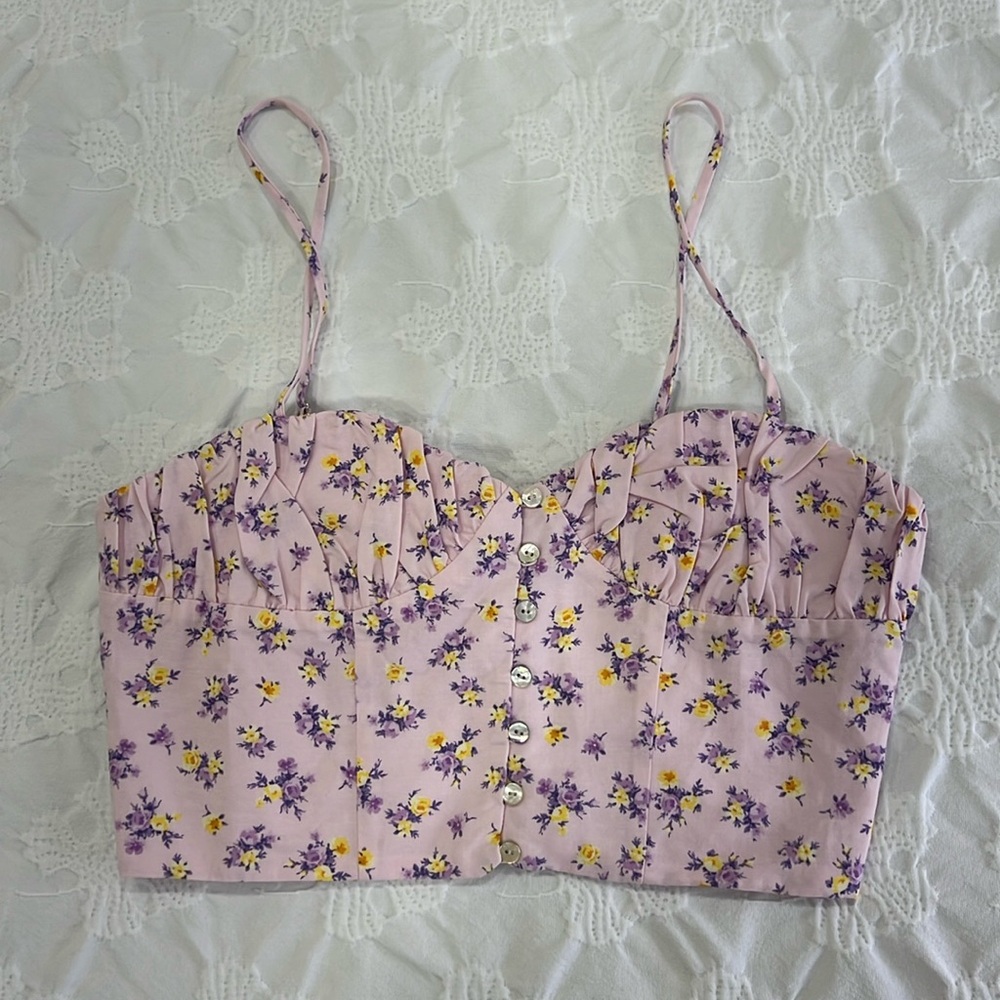 Zara floral crop top size medium